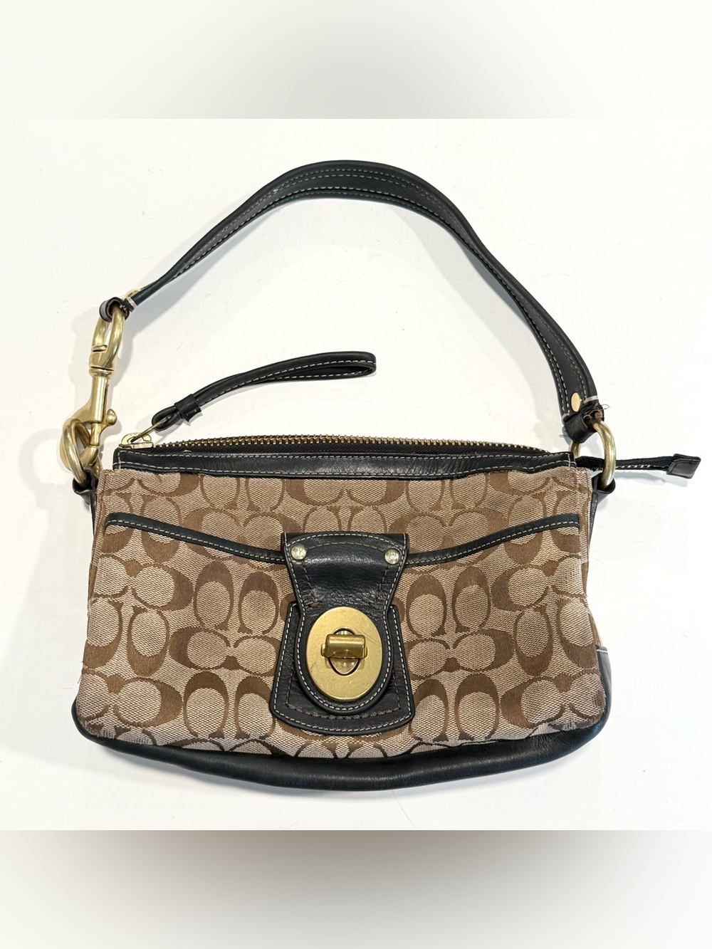 Coach 10337 Legacy 65th Anniversary Turnlock Shoulder Purse Brown Leather Khaki